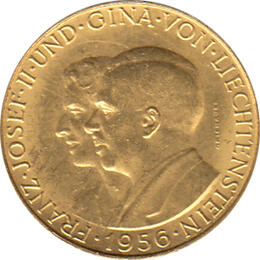 25 Franken Liechtenstein Goldmünze Prince Franz Josef II 1956