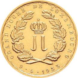 20 Francs Luxemburg Goldmünze Charlotte 1919-1964