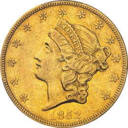 20 Dollar American Liberty Head 1852