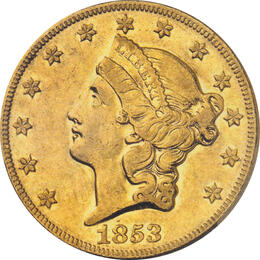 20 Dollar American Liberty Head 1853