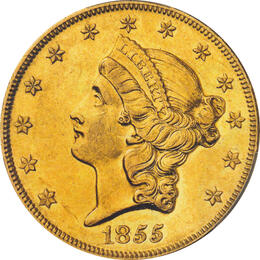 20 Dollar American Liberty Head 1855