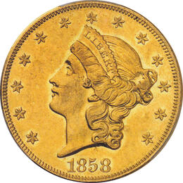 20 Dollar American Liberty Head 1858