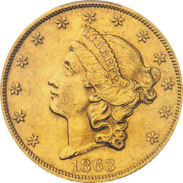 20 Dollar American Liberty Head 1863