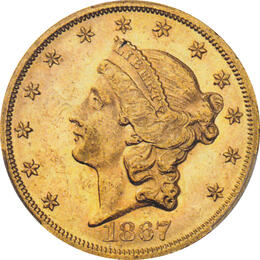 20 Dollar American Liberty Head 1867