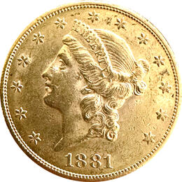 20 Dollar American Liberty Head 1881