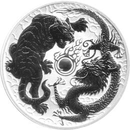 Australien Myths Legends Drache & Tiger 1 Unze Silber 2018