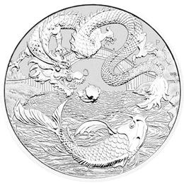 Australien Myths Legends Drache & Koi 1 Unze Silber 2023