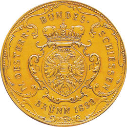 Österreich 1892 Bundesschiessen Brunn 4 Dukaten Goldmünze