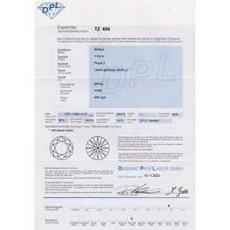 Diamant und Brillant 1,03 Carat mit Zertifikat DPL-TZ696