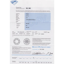 Diamant und Brillant 2,07 Carat mit Zertifikat DPL-SA065