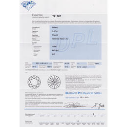 Diamant und Brillant 0,47 Carat mit Zertifikat DPL-TZ707