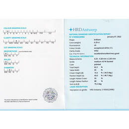 Diamant und Brillant 0,29 Carat mit Zertifikat HRD 210000229982