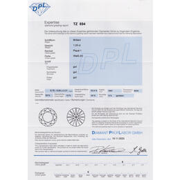 Diamant und Brillant 1,25 Carat mit Zertifikat DPL-TZ494