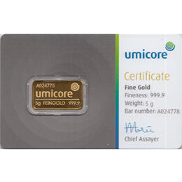 Goldbarren 5 Gramm Umicore