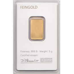 Goldbarren 5 Gramm Degussa