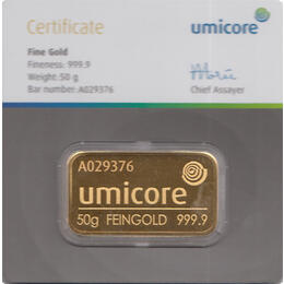Goldbarren 50 Gramm Umicore
