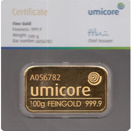 Goldbarren 100 Gramm Umicore