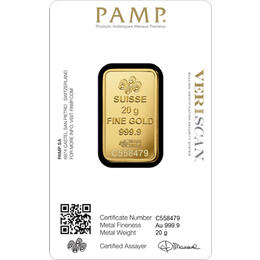 Goldbarren 20 Gramm Pamp Swiss