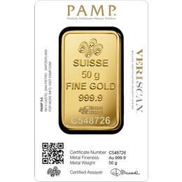 Goldbarren 50 Gramm Pamp Swiss