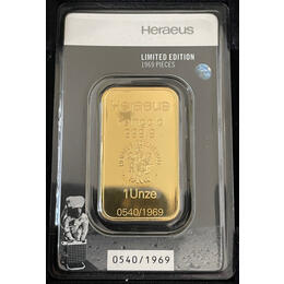 Goldbarren 1 Unze Heraeus Mondlandung 1969