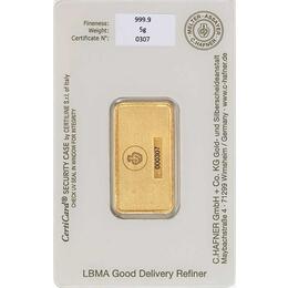 Goldbarren 5 Gramm Hafner Responsive & Fair