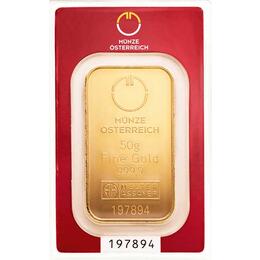Goldbarren 50 Gramm Münze Österreich