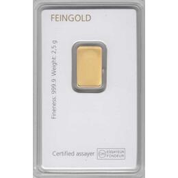 Goldbarren 2,5 Gramm Degussa