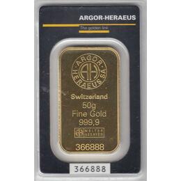 Goldbarren 50 Gramm Argor Heraeus