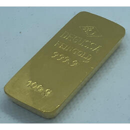 Goldbarren 100 Gramm Degussa Sargform