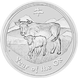 Lunar II Silbermünze Australien Ochse 5 Unzen 2009 Perth Mint