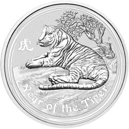 Lunar II Silbermünze Australien Tiger 2 Unzen 2010 Perth Mint