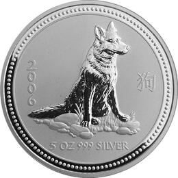 Lunar I Silbermünze Australien Hund 5 Unzen 2006