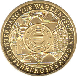 100 Euro Goldmünze 2002 Währungsunion Einführung des Euro