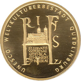 100 Euro Goldmünze 2003 UNESCO Weltkulturerbe Stadt Quedlinburg