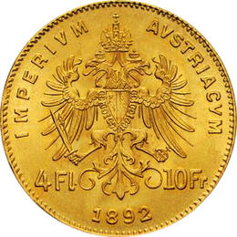 4 Florin Österreich Goldmünze Kaiser Franz Joseph