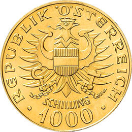 1000 Schilling Österreich Babenberger Goldmünze 1976