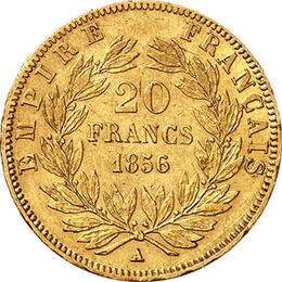 20 Franc Frankreich Napoleon III 1852-1870 ohne Kranz