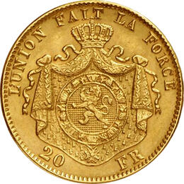 20 Francs Belgien Leopold II 1867-1882