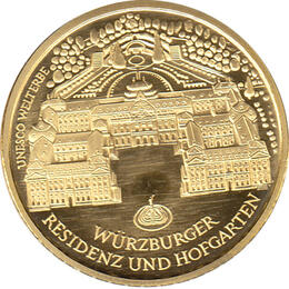 100 Euro Goldmünze 2010 UNESCO Weltkulturerbe Stadt Würzburg