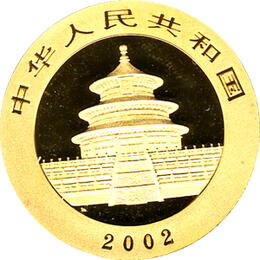 China Panda 1 Unze 2002 Goldpanda 500 Yuan