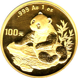 China Panda 1 Unze 1998 Goldpanda 100 Yuan