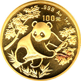 China Panda 1 Unze 1992 Goldpanda 100 Yuan