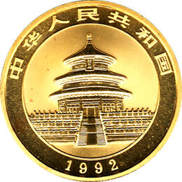 China Panda 1 Unze 1992 Goldpanda 100 Yuan