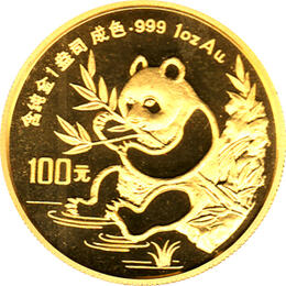 China Panda 1 Unze 1991 Goldpanda 100 Yuan