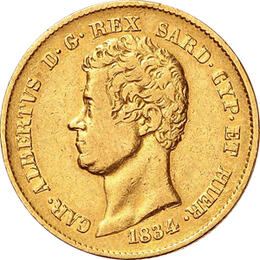 Italien 20 Lire Carl Albert 1831-1849