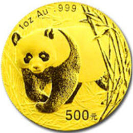 China Panda 1/10 Unze 2001 Goldpanda 50 Yuan in original Folie eingeschweißt