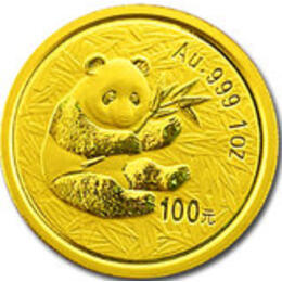China Panda 1/10 Unze 2000 Goldpanda 10 Yuan in original Folie eingeschweißt