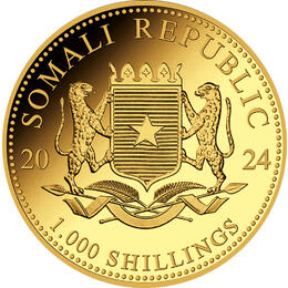 Somalia Elefant Goldmünze 2024