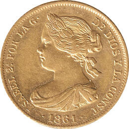 Spanien 100 Reales Goldmünze Isabel II 1861