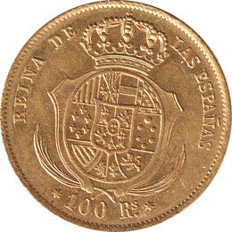 Spanien 100 Reales Goldmünze Isabel II 1861